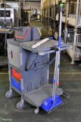 Brix janitorial trolley with cleaning accessories - L 850 x W 600 x H 1050mm