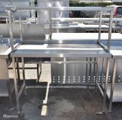 Stainless steel wall table with upper gantry shelf - W 1310 x D 650 x H 1470 mm