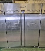 Williams HJ2SA R1 JADE stainless steel double door upright fridge - W 1400 x D 825 x H 1950mm