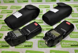 2x Canon Speedlite 600EX-RT mount flash heads - with case