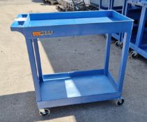 Luxor 2 tier blue plastic trolley - dimensions: 89 x 46 x 86cm
