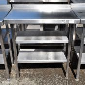 Stainless steel wall table with double undershelf - W 800 x D 500 x H 880 mm
