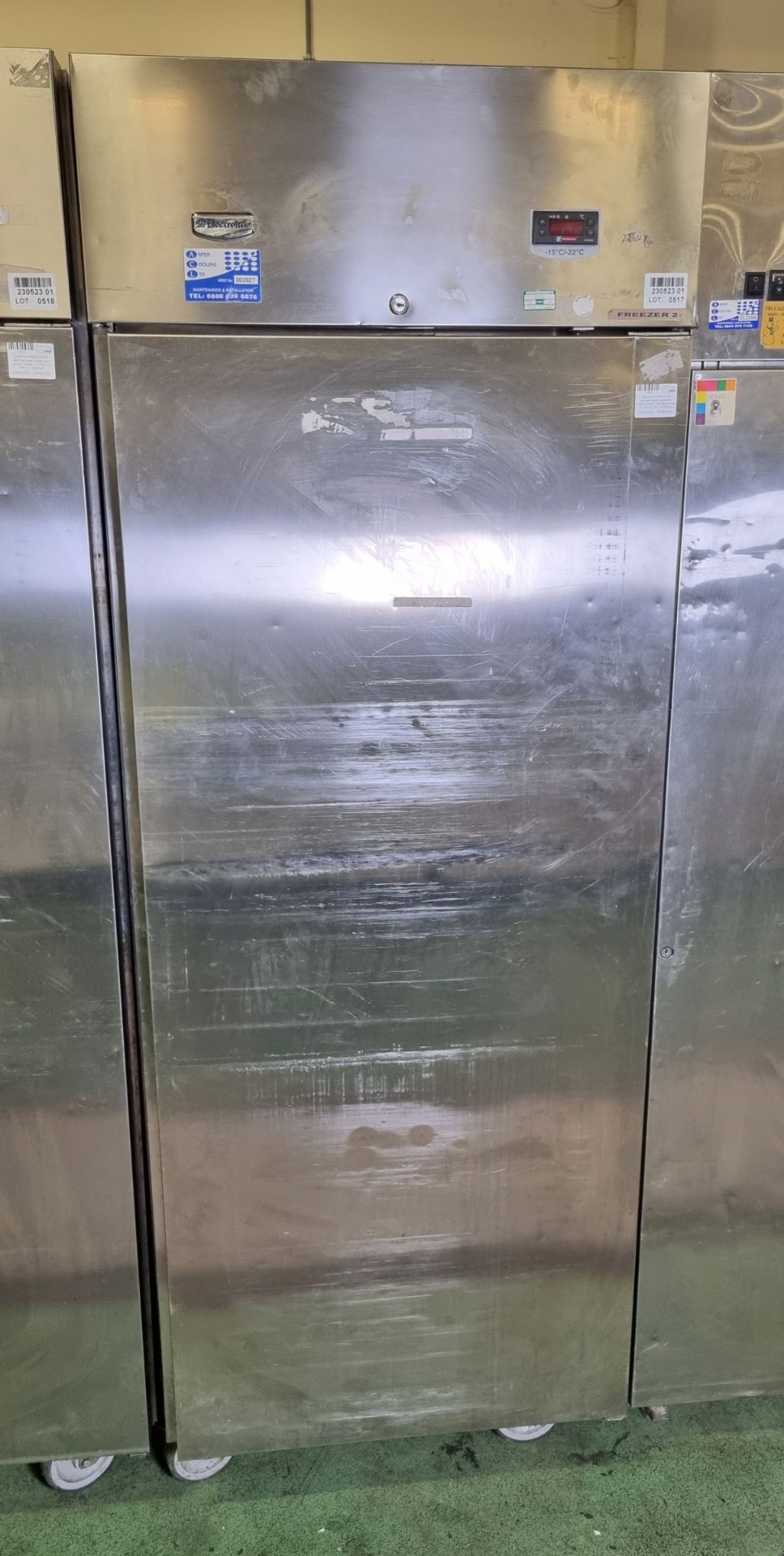 Electrolux RS06FX1FG stainless steel single door upright freezer - damaged sides - W 725 x D 790