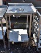 Stainless steel sink basin unit with shelf - L 60 x W 60 x H 97cm
