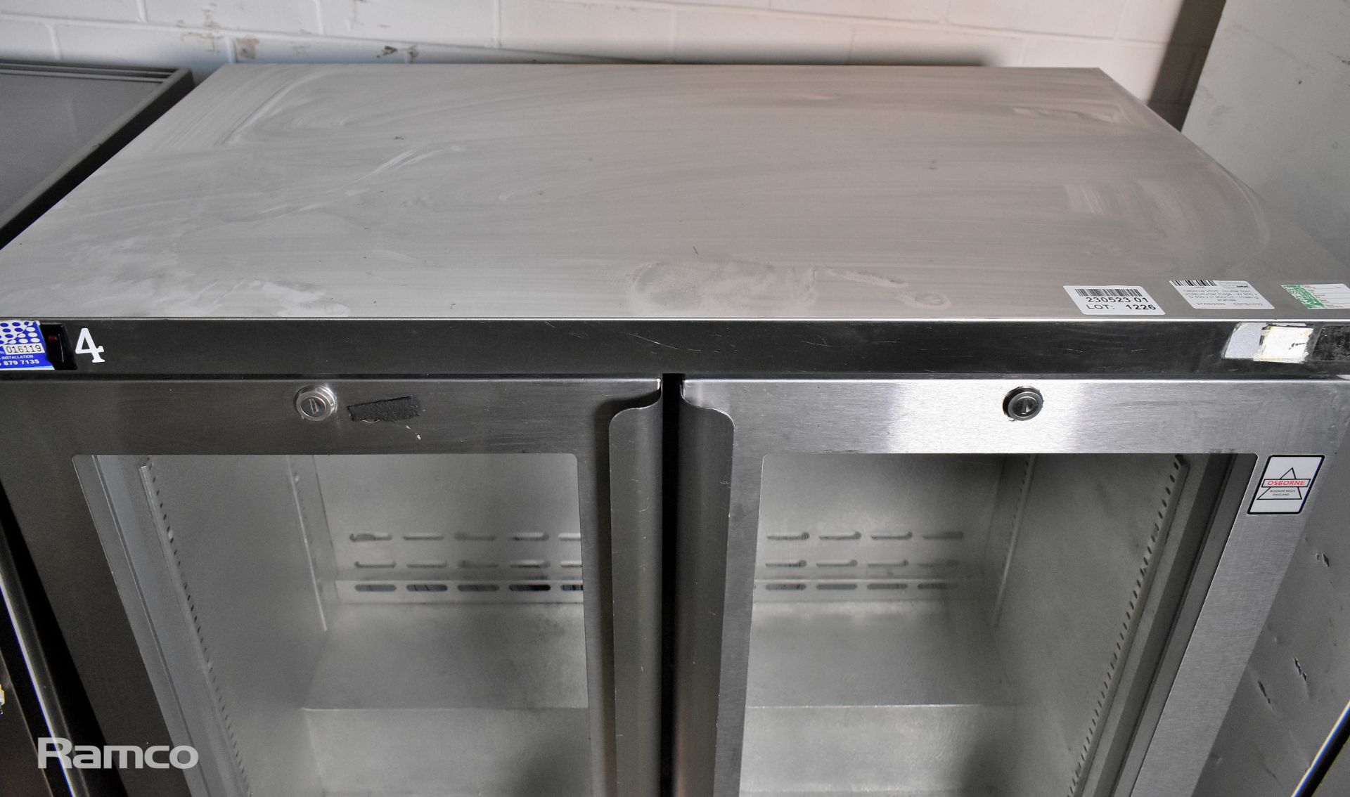 Osborne 250E, double door, undercounter fridge - W 900 x D 600 x H 900mm - missing shelves - Image 2 of 6