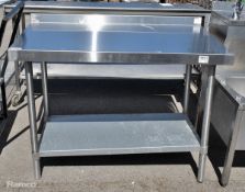 Stainless steel kitchen counter with splashback - L120 x W70 x H90cm