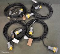 4x Blakley cable assemblies - EXL/2.5/14/18/110V/IP67/07 - 3-point connectors - approx length 5m