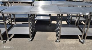 Stainless steel countertop with 7x tray rack - L 210 x W 70 x W 90cm