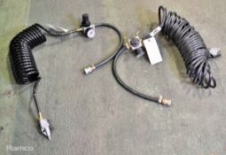 2x 1/4 inch air hose assembly with gauges