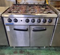 Blue Seal stainless steel 6 burner oven range medium duty natural gas - W 900 x D 790 x H 900 mm