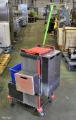 Vermop modular janitorial trolley with cleaning accessories - L 750 x W 700 x H 950mm