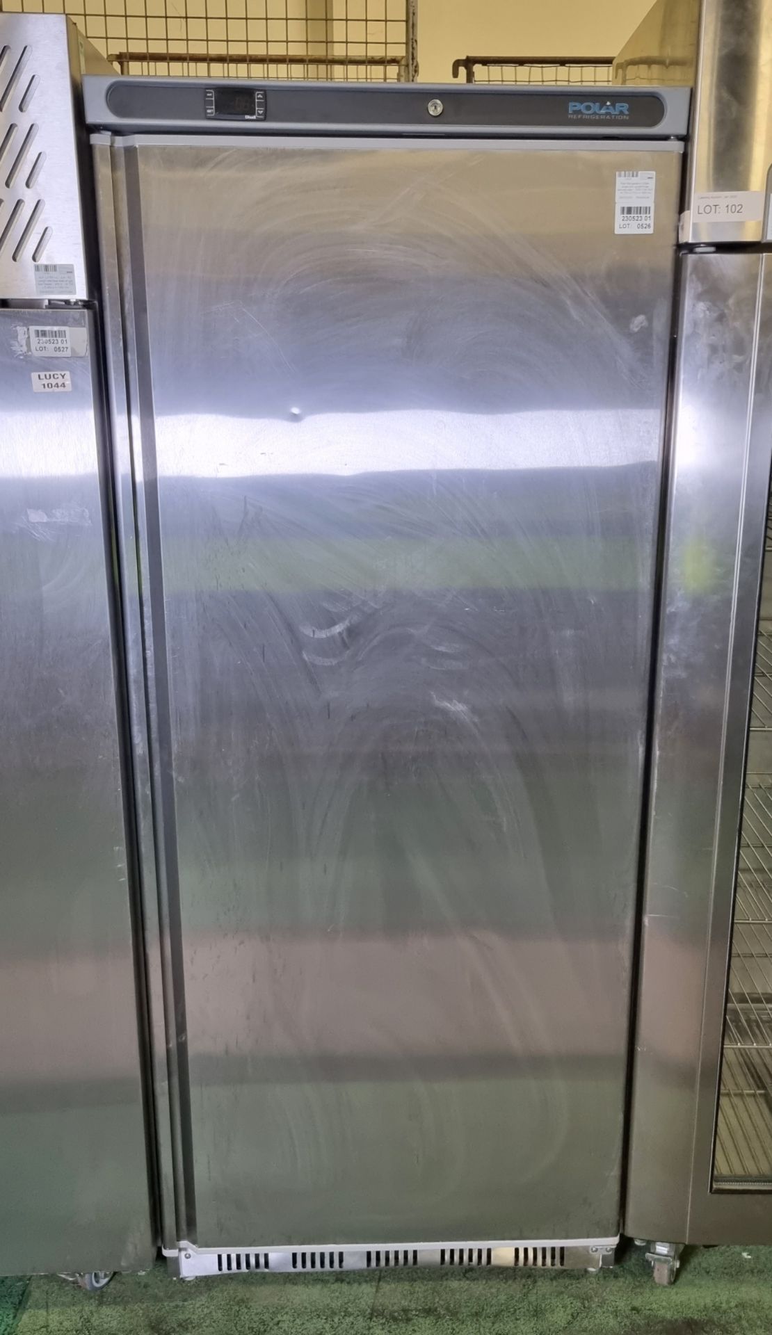 Polar Refrigeration CD084 - single door upright fridge stainless steel - 130W 0.9A 230V - W 770