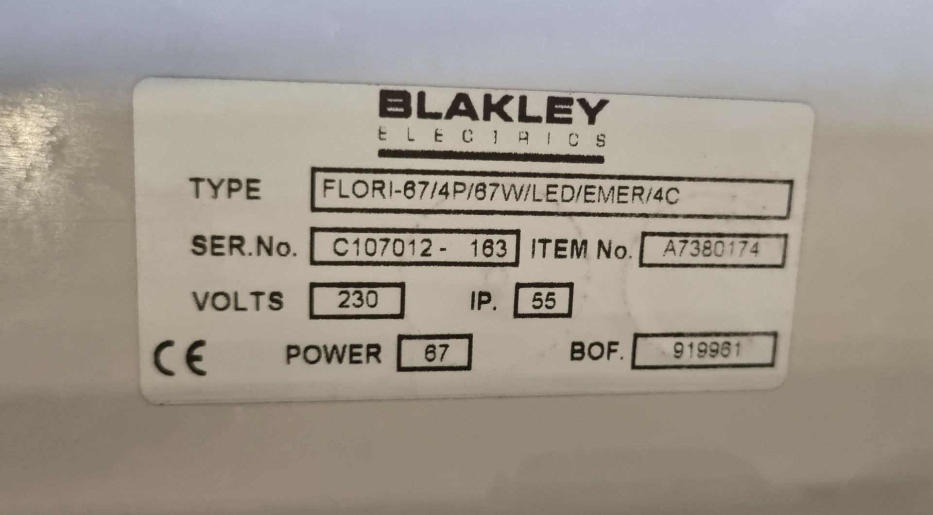 8x Blakley Light assemblies - green cable FLORI-67/4P/67W/LED/EMER/4C - Image 3 of 3