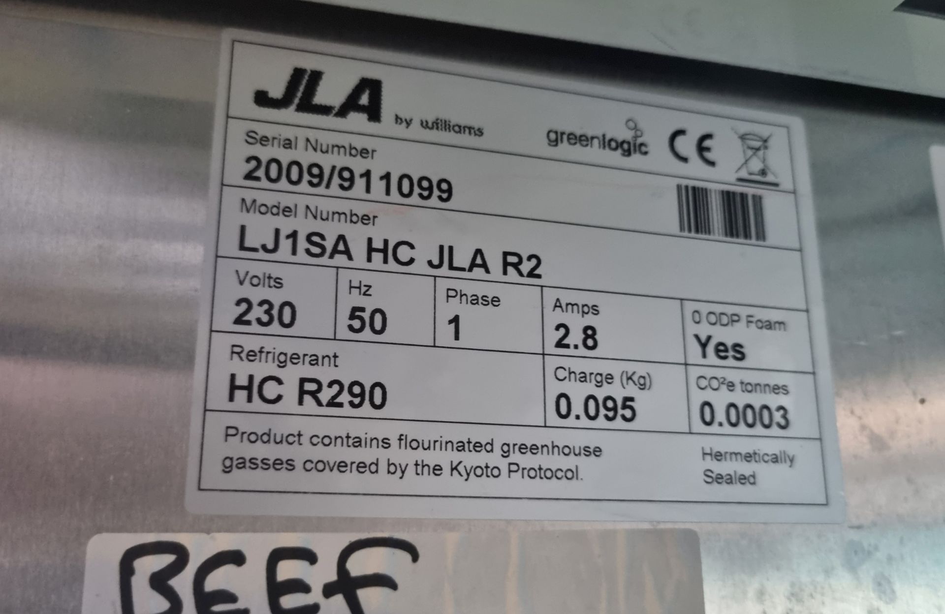 JLA LJ1SA HC - JLA - R2 upright stainless steel single door freezer - 468 ltr - W 730 x D 830 - Image 5 of 5