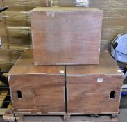 3x Wooden plyometric jump boxes - L 76 x W 61 x H 50cm