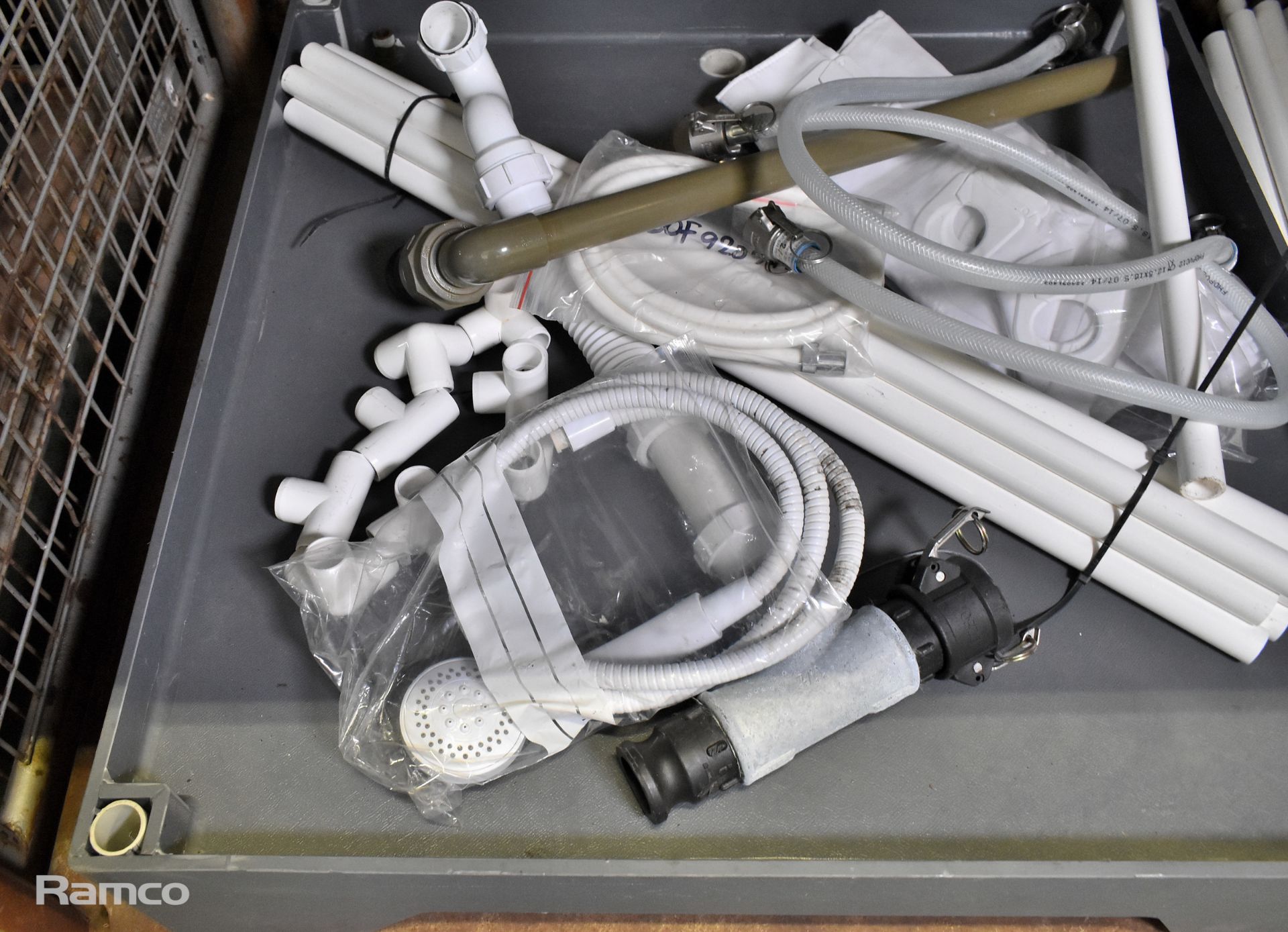 Portable shower unit including - base, drainage - shower head - curtain & poles - Image 2 of 3