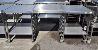 Stainless steel countertop with 7x tray rack - L 210 x W 70 x W 90cm