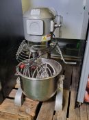 Buffalo GL191 20 Ltr planetary mixer 240V - W 410 x D 580 x H 760 mm - bowl, whisk, dough hook