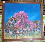 Painting on canvas with wooden frame - W 104 x D 5 x H 99cm
