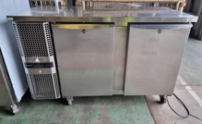 Precision MCU 211 SS stainless steel double door counter fridge - W 1350 x D 670 x H 870mm