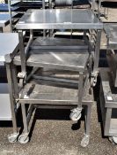 3x Stainless steel trollies - dimensions: 70 x 60 x 50cm