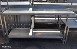 Stainless steel wall table with undershelf - W 1750 x D 650 x H 880 mm