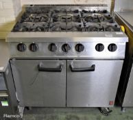 Falcon Dominator G101EU01 6 burner natural gas oven range on castors - W 900 x D 770 x H 890mm