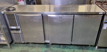 Precision MCU 323 SS stainless steel triple door counter fridge - W 1820 x D 520 x H 870mm