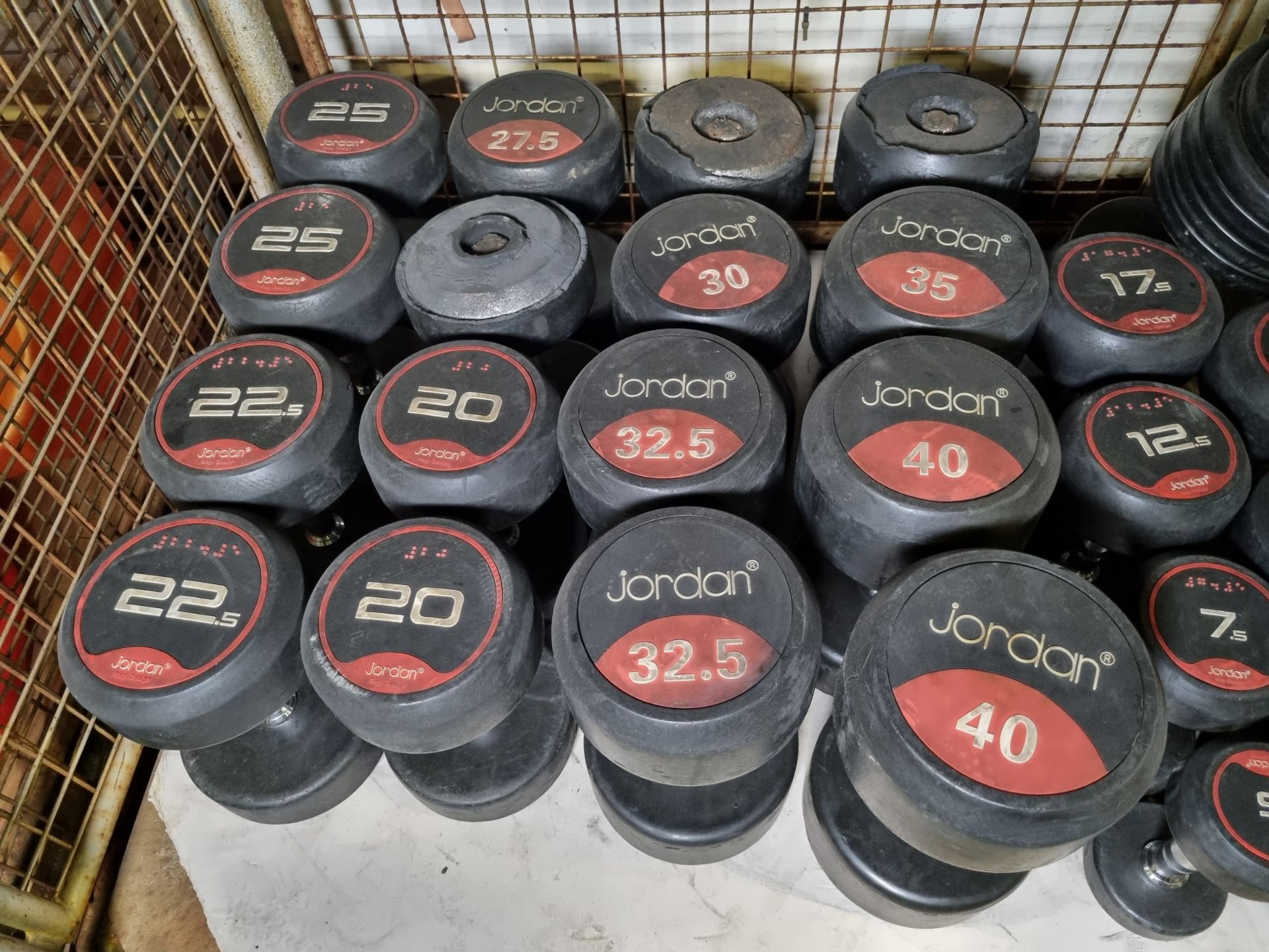 Jordan dumbbell weights ranging from 5Kg to 50Kg - some pairs incomplete - see pictures for weights - Image 4 of 4