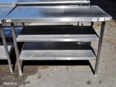 Stainless steel prep table with 2 lower shelves - W 1200 x D 600 x H 870 mm