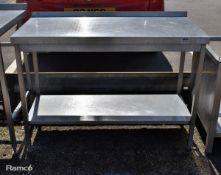 Stainless steel wall table with undershelf - W 1260 x D 590 x H 870 mm