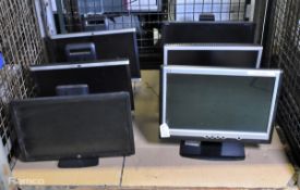 6x monitors of multiple makes and models - 2x HP LA1905wg, HP E201, NEC E201W, Akhter W905S6