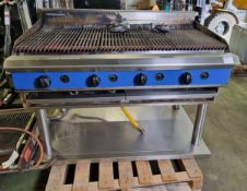 Blue Seal natural gas chargrill with leg stand - W 1200 x D 810 x H 1070 mm