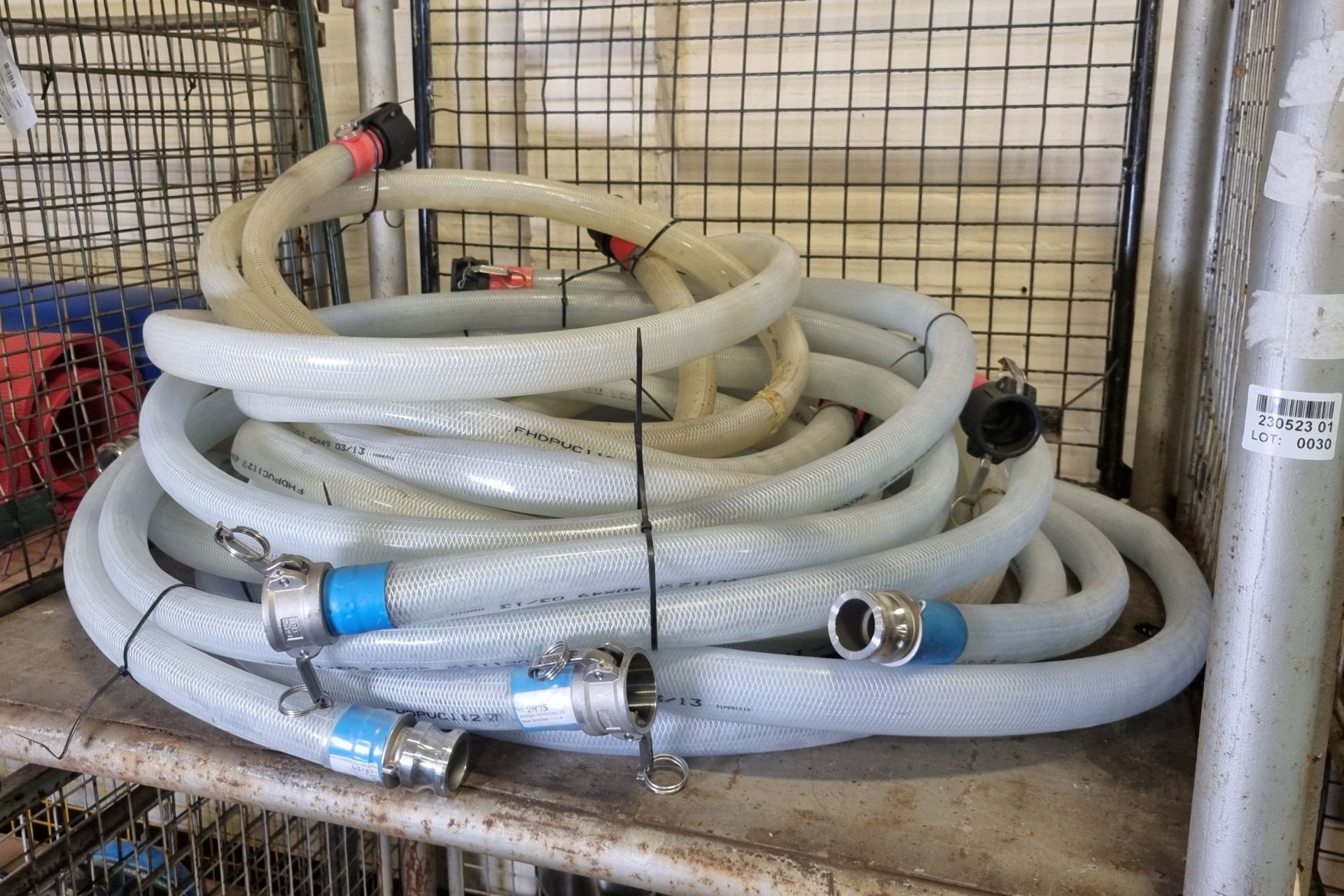 7x Flexible heavy duty hoses with couplings - Image 2 of 4