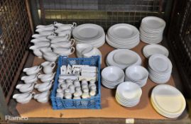 White table round and oval plates, bowls, jugs, salt and pepper pots