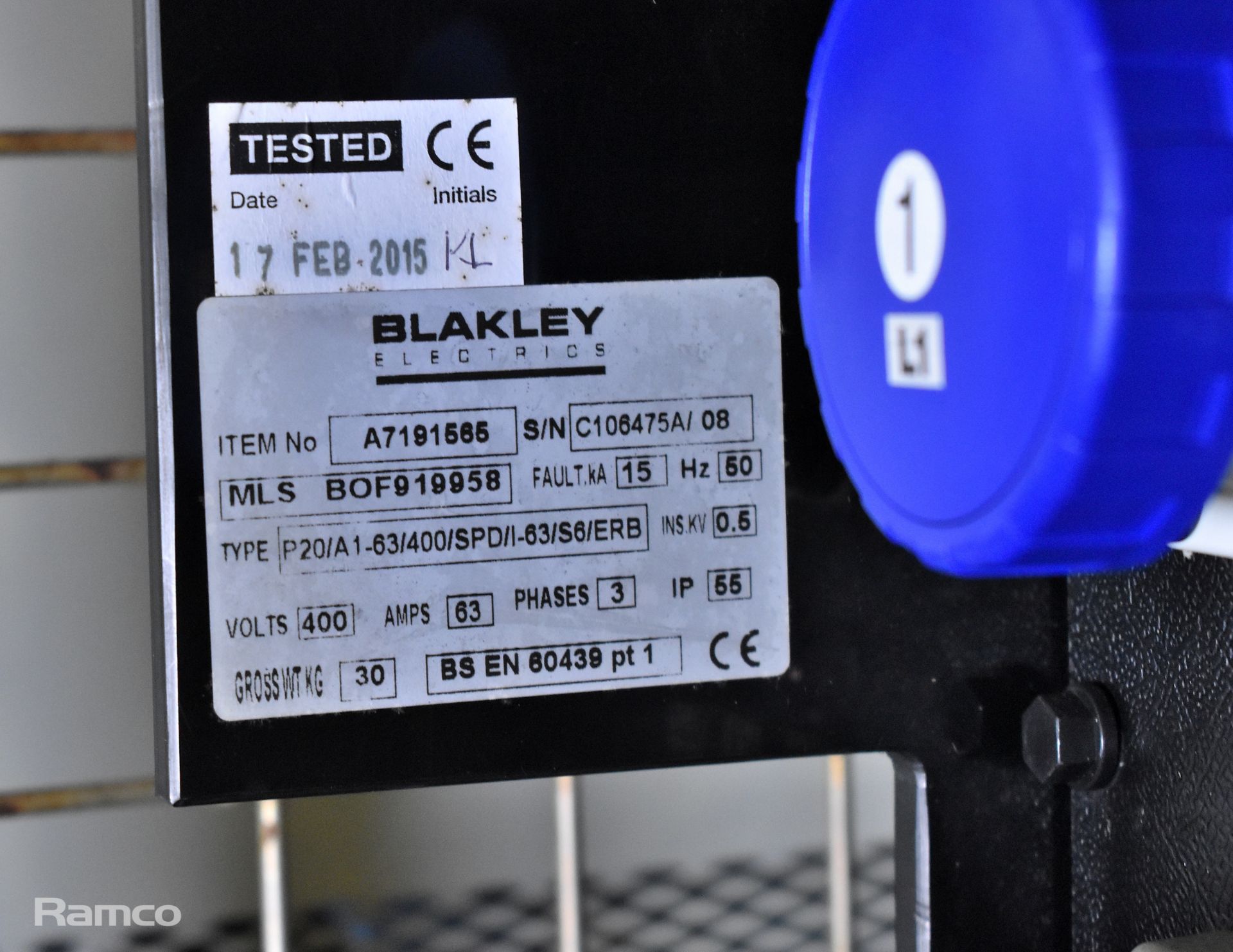 Blakley Electrics P20/A1-63/400/SPD/I-63/S6 ERB power distribution box - 400V - 63A - 3ph - 50hz - Image 2 of 3