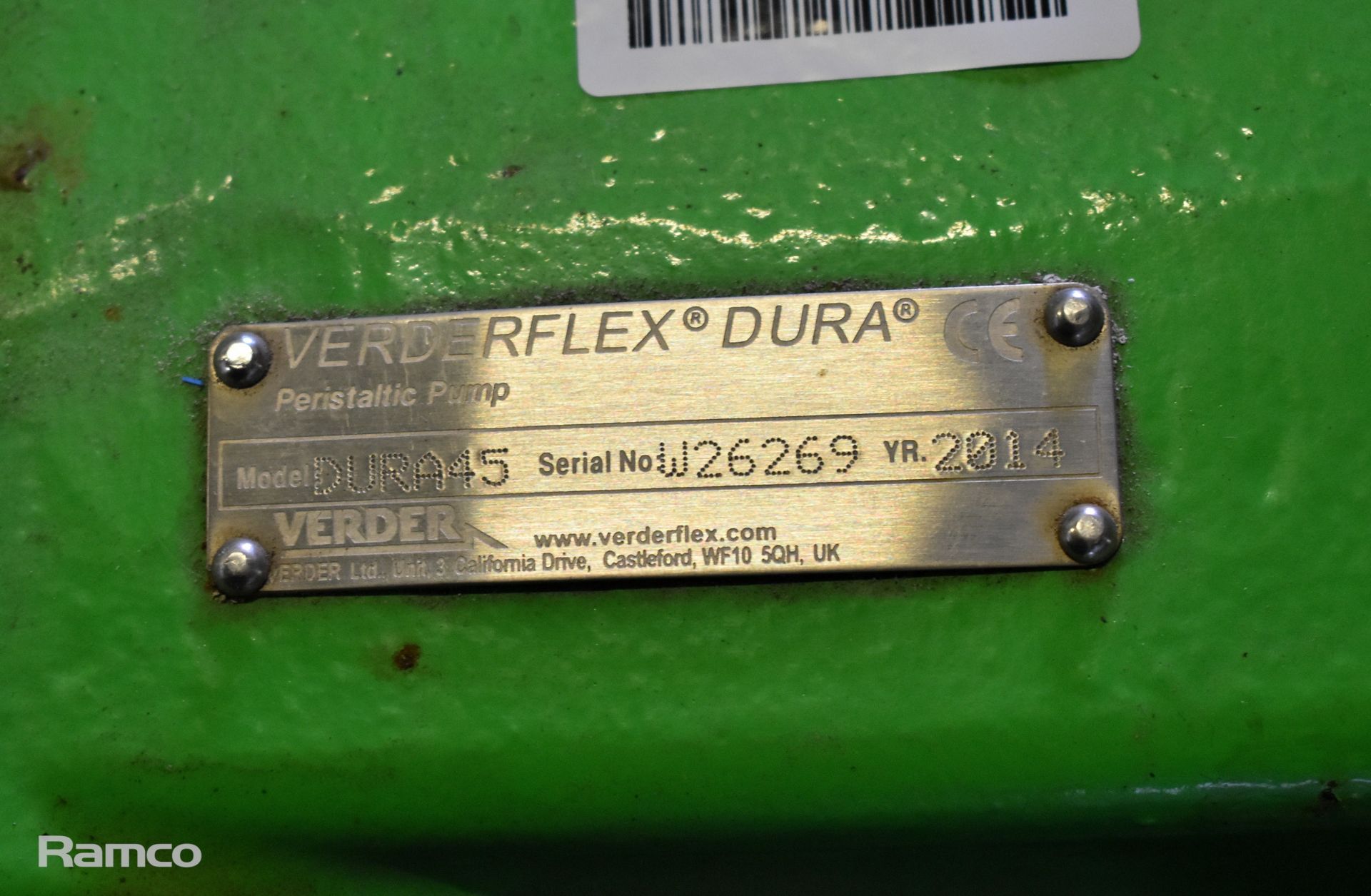 Verderflex Dura 45 peristaltic pump unit 5 bar discharge pressure - W 800 x D 700 x H 680 mm - Image 8 of 8