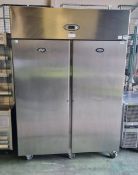 Fosters EPROG1350L stainless steel double door upright freezer - 1350L capacity - W 1440 x D 800