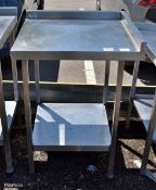 Stainless steel corner wall table with undershelf - W 700 x D 650 x H900 mm
