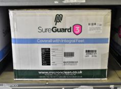 MicroClean SureGuard 3 - size Medium coverall with integral feet - 25 units per box
