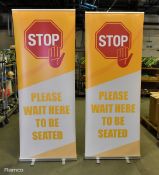 2x Retractable banner stand aluminium bases - W 820 x H 2100 mm
