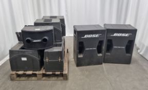 8x BOSE 802 series 2 speakers in cases, 2x BOSE 302 subwoofers with covers