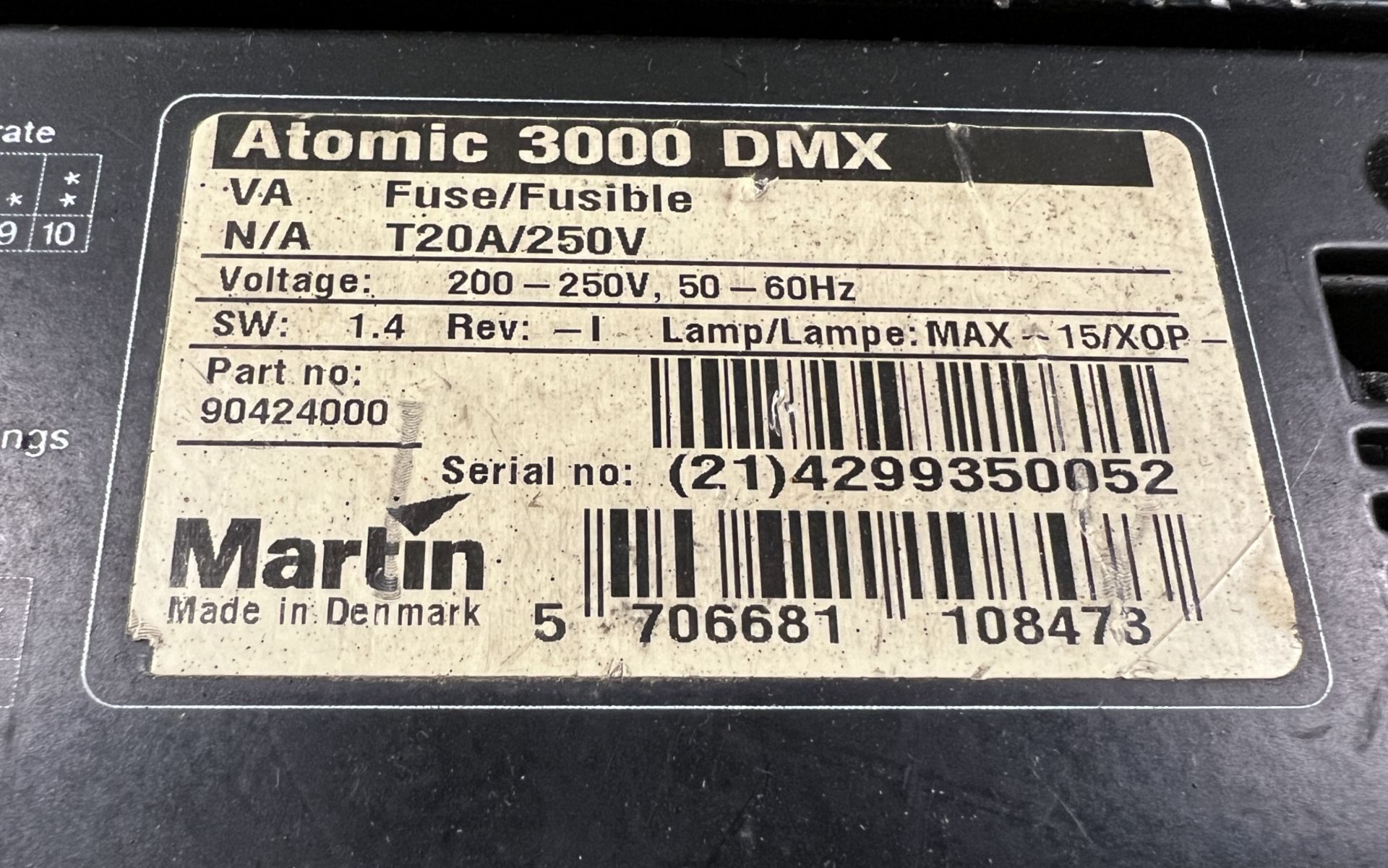 Martin Atomic 3000 DMX high impact strobe light in carry case - Image 4 of 7