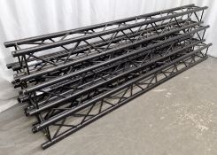 6x Black stage lighting truss assemblies - 3000 x 290 x 290mm