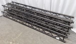 5x Black stage lighting truss assemblies - 3000 x 290 x 290mm