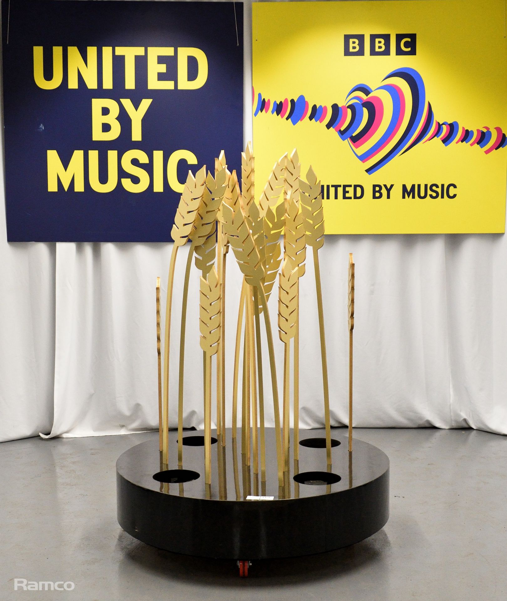 Wheat sheaf stage decoration used in the 'United by Music' performance by Mariya Yaremchuck