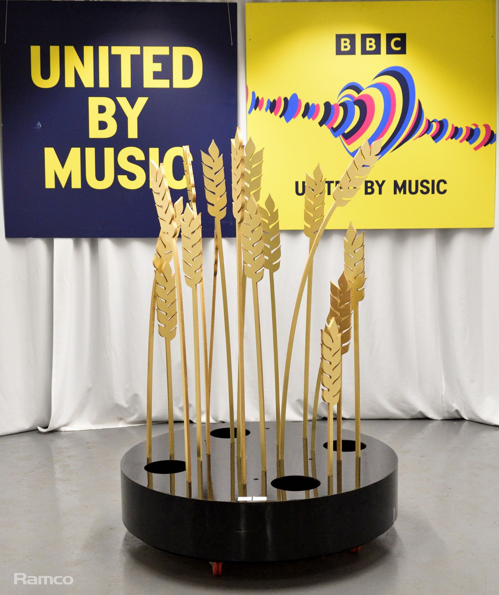 Wheat sheaf stage decoration used in the 'United by Music' performance by Mariya Yaremchuck