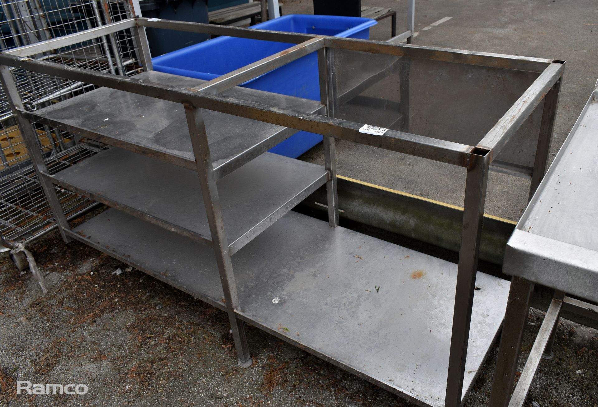 Stainless steel table with 3 tier bottom shelves - missing table top - W 1680 x D 600 x H 910mm - Bild 2 aus 3