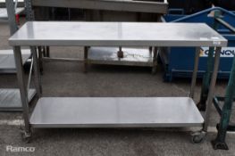 Portable stainless steel trolley with shelf - W 1500 x D 500 x H 930mm