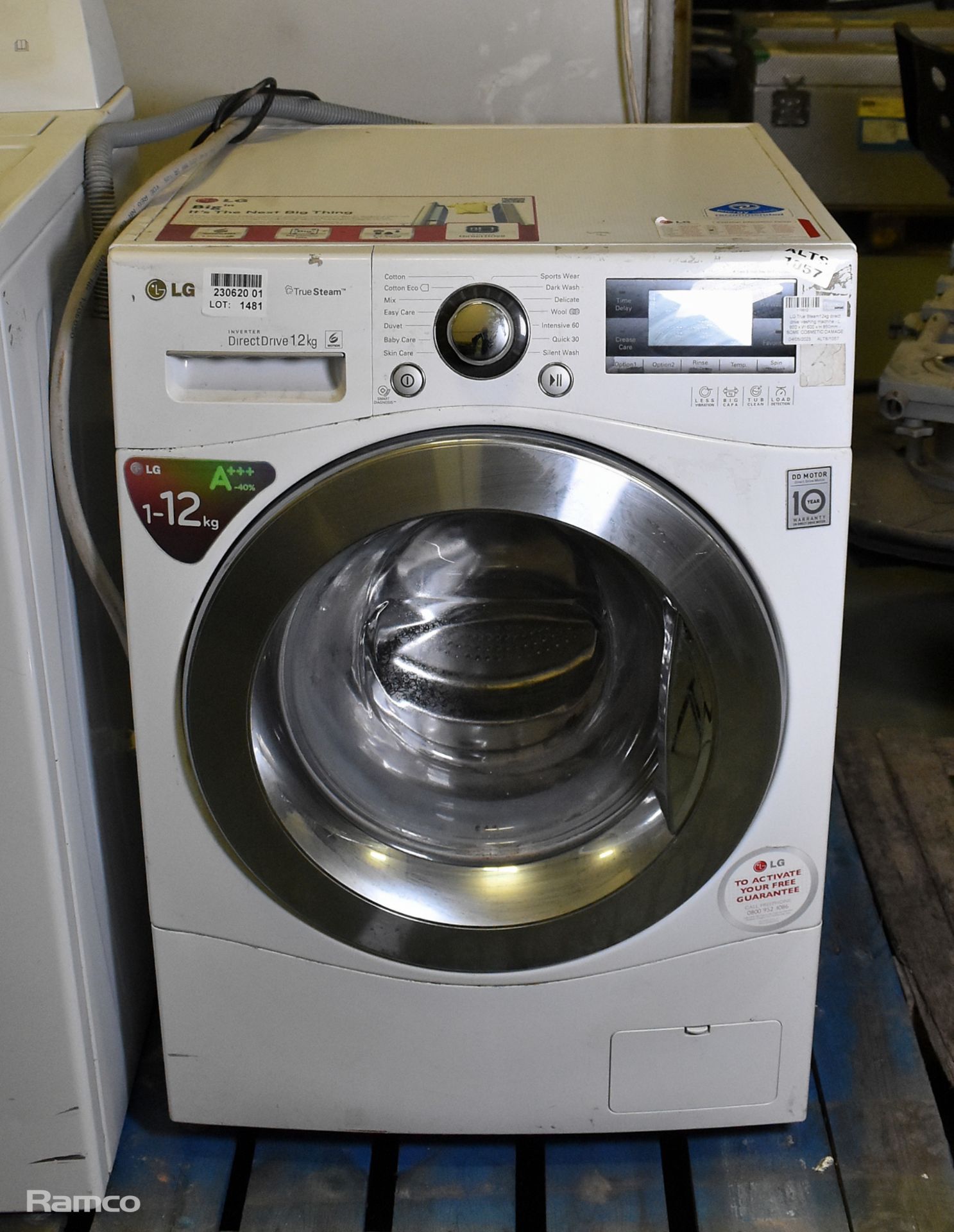 LG Truesteam 12kg direct drive washing machine - L 600 x W 600 x H 850mm - SOME COSMETIC DAMAGE